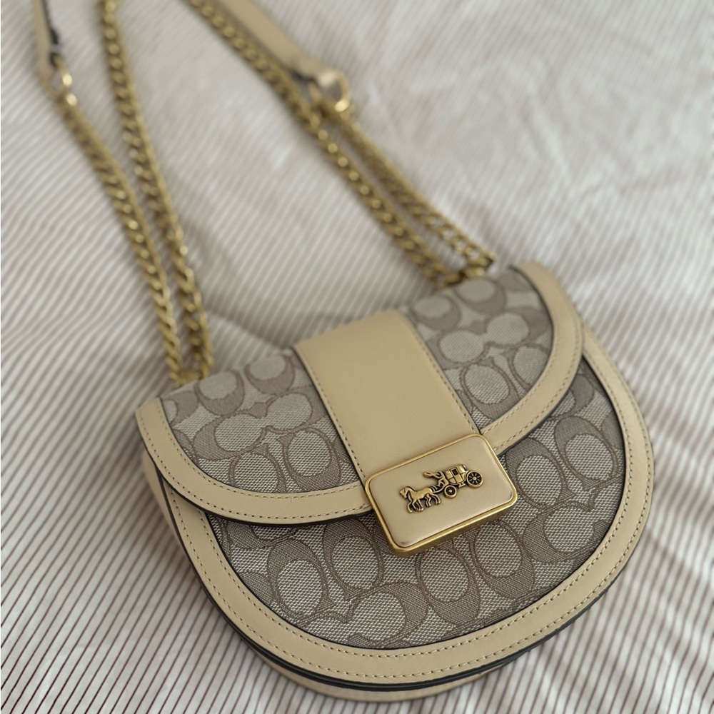 Coach Beige and Gold Crossbody Bag